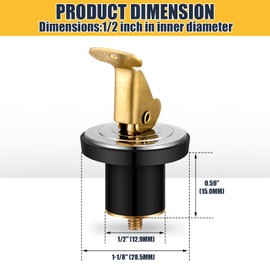 MorningRo 4 Pcs 1/2 Inch Boat Baitwell Drain Plug Brass Livewell Drain Plug Rubber Snap Lock for Baitwell Livewell Yacht Kayak Marine