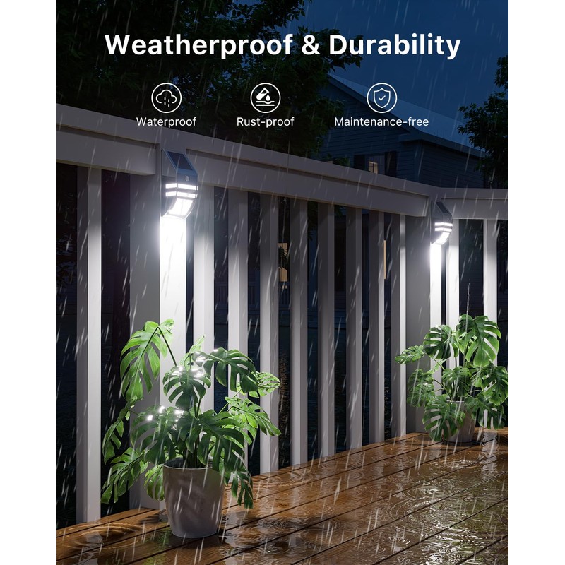 4 Pack Solar Wall Lights, Stainless Steels Outdoor Waterproof Motion