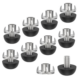 RiseDirectly 8 Pack Stainless Steel M8 Adjustable Furniture Legs with Nuts – Screw-in Leveling Feet 8mm x 1.25 for Chair, Table, Workbench, Cabinet, Desk Base Support