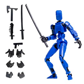 Azxndy 3D Printed Moveable Joints Robot，Finger Exercising Toys Assembly Set，Multi Joint Movable Model，Full Body Mechanical Movable Toy,Movie Character Desktop Decoration for Game Lovers (blue)