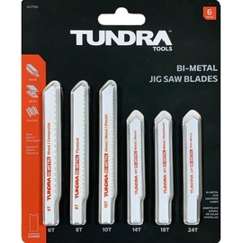 Tundra Tools 6 Piece Universal Shank Bi-Metal Jig-Saw Set 57196, cuts Wood, Metal, and Plastic, Universal Shank, Cobalt Teeth