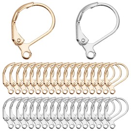 SUNNYCLUE 1 Box 60Pcs Real 18k Gold Plated & 925 Sterling Silver Plated Leverback Earring Findings Lever Back Hooks Frech Leverback Earwires Leverback Earring Hooks for Jewelry Making Accessories DIY