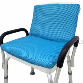 REEZEIVI Shower Seat Cushion with Backrest Cushion,Soft 4D Mesh Shower Chair mat with Non-Slip Design,Quick Drying and Washable Shower Chair pad, Design for Elderly, Senior, Handicap,Disabled,Blue