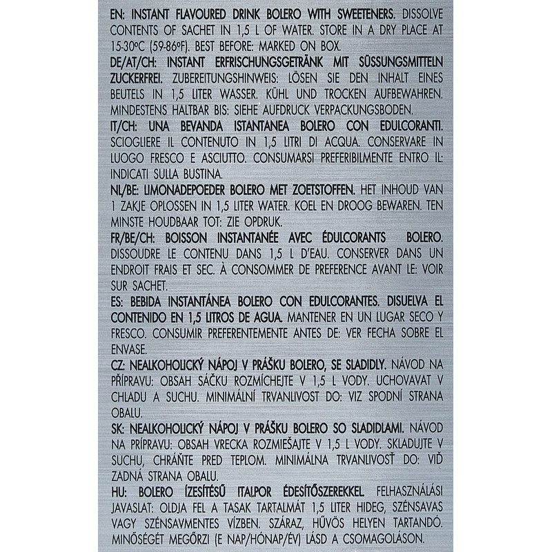 Bolero Lemon Fruit Flavoured Drink Powder 12 Sachets