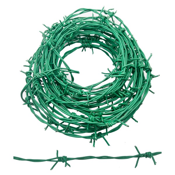 50Ft Barbed Wire,Plastic Coated Barbed Wire 4 Point Barbed Wire