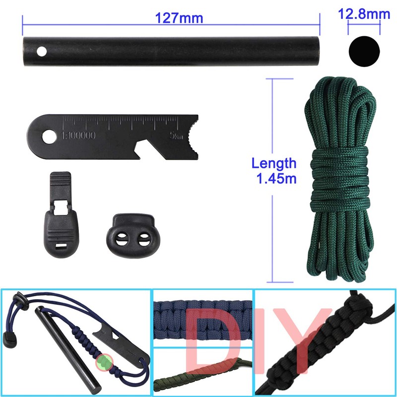 Fire Starter Fire Steel with Multifunctional Scraper, 7 Core Strands