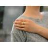 NicoWerk SRI656 Women's Rustic 925 Sterling Silver Wide Golden Mosaic