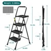 HBTower 3 Step Ladder with Tool Tray, Folding Step Stool