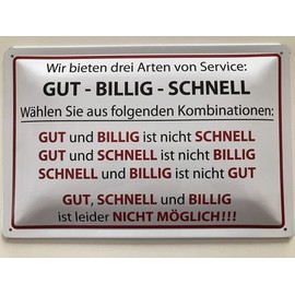 Metal Sign 20 x 30 cm We offer three types of service sayings tin sign