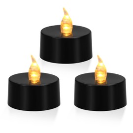 KOABY LED Tea Lights, 24 Pack Flickering Flameless Tea Lights, Warm White, Last 200H+, Battery Operated Tea Lights for Decoration(24 Pack, Warm Yellow Light, Black Base)