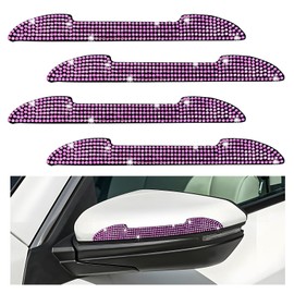 NYTKL 4PCS Bling Car Door Handle Scratch Protector, Crystal Auto Side Rear View Mirror Sticker Anti-Scratch Strip, Universal Vehicle Door Edge Guard Glitter Decoration for Women Men (Dark Pink)
