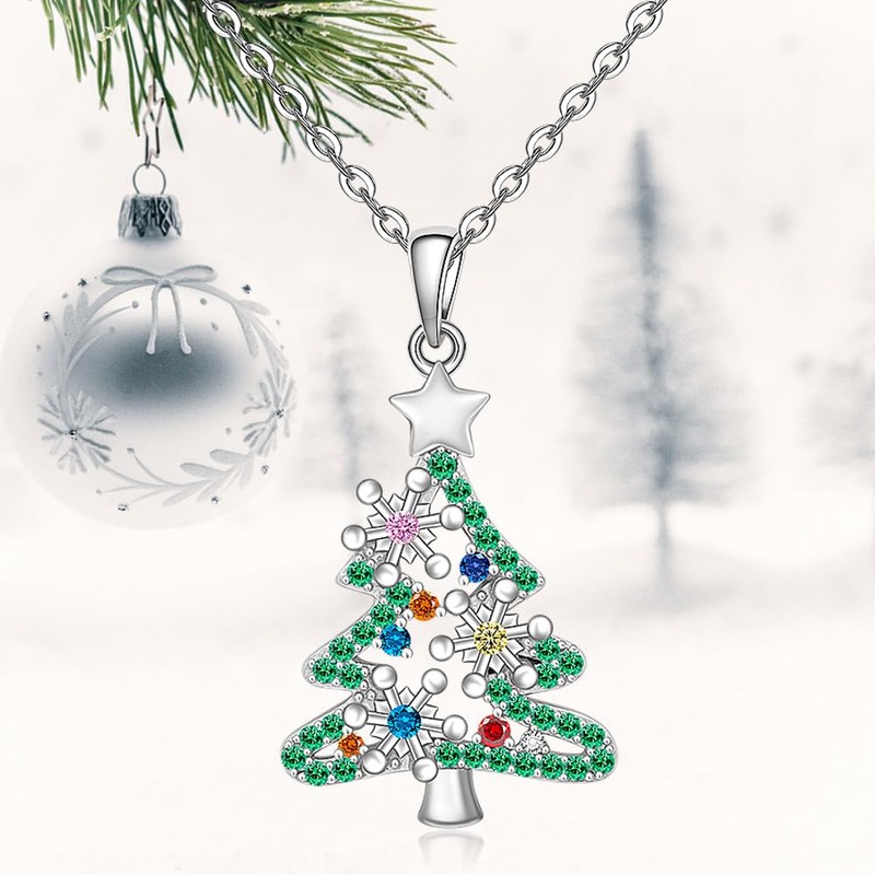 Christmas Tree Necklace Christmas Tree Necklace for Women Sterling Silver