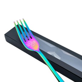 Gifts for Him Her Men Women May The Fork Be with You Dinner Fork Engraved Dinner Fork for Boyfriend Girlfriend Husband Wife Friends (Rainbow)