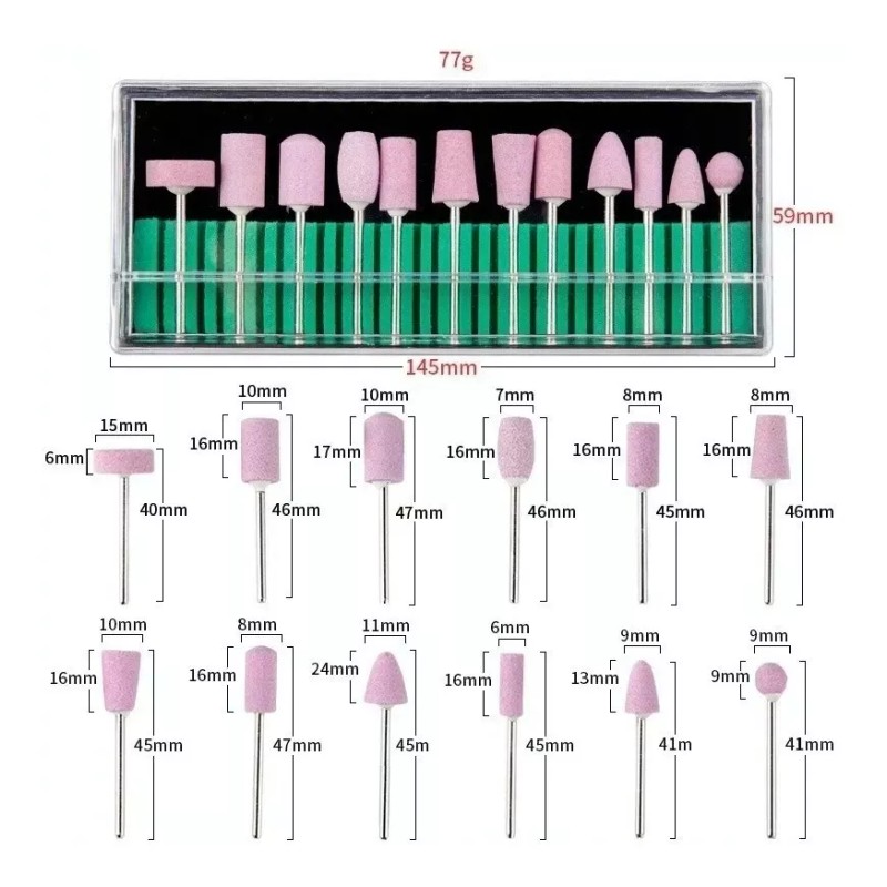 Mussa 12 Puntas Brocas Para Esmeril Drill Profesional Para Uñas