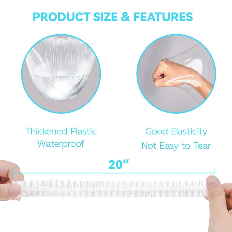 Ortarco 100PCS Large Disposable Shower Caps for Women reusable waterproof,
