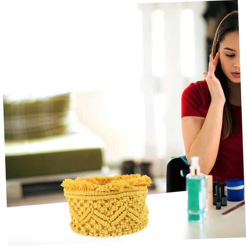 CAXUSD Nordic Style Cotton Rope Basket Versatile Storage for Cosmetics