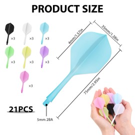 Pennle 21 PCS Integrated Dart Shaft and Flights, 2BA Thread One-Piece Darts Accessories, Professional Durable Anti-Falling Dart Flight Set, Multi-Colored Flights for Precision and Style