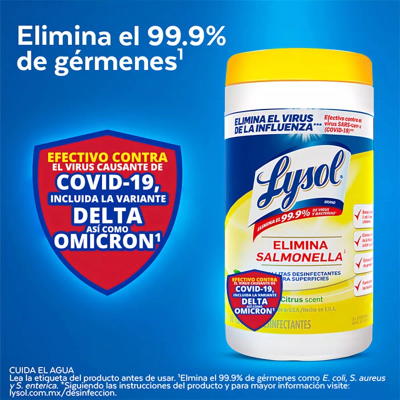 Lysol Toallitas Desinfectantes Lysol De Superficies Citrus 80 Toallitas