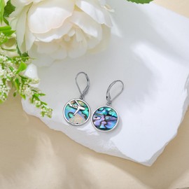 Airplane Earrings for Women 925 Sterling Silver Opal Cloud Plane Dangle Earrings Cute World Travel Flight Jewelry Gifts Mom