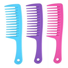 generic Peine De 3 Colores, Dientes Anchos, Mango Recto, Antiestátic
