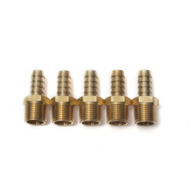 LTWFITTING Brass Barbed Fitting Coupler/Connector 3/8" Male BSPT x 3/8"(10mm) Hose Barb Fuel Gas Water (Pack of 5)