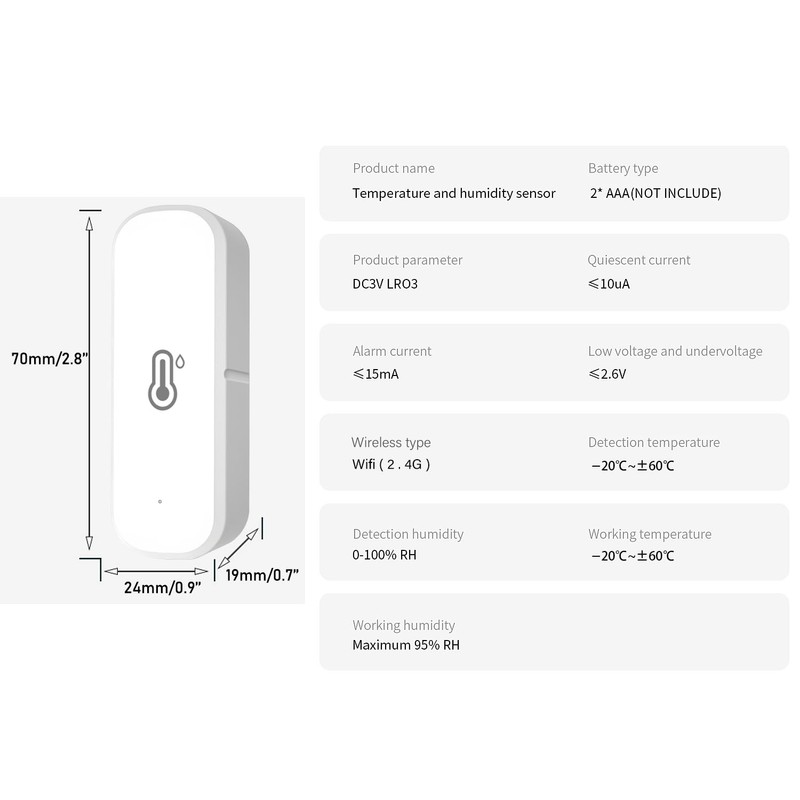 Mengshen Smart WiFi Temperature Humidity Sensor Wireless Indoor Hygrometer with