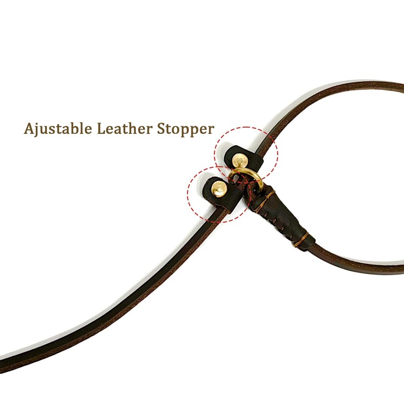 LWBMG Real Leather Slip Lead Dog Leash, Thin Lightweight Adjustable