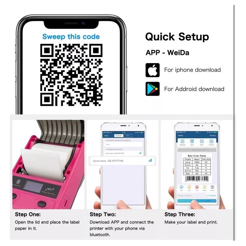 NetumScan Label Maker Bluetooth Thermal Label Printer Android & IOS