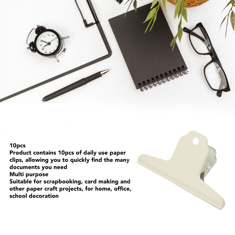 10Pcs Hinge Clips Large Metal Hinge Binder Clips for Paper