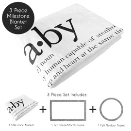 Sweet Jojo Designs Black and White Boy Girl Gender Neutral Baby Milestone Blanket Newborn Monthly First Year Photo Growth Chart Infant Memory Gift Set Dictionary Definition Modern Steal Sleep Heart
