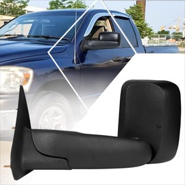 [Driver Side] Power Heated Tow Towing Mirrors Compatible with 02-09 Dodge Ram 1500-3500,Black