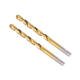 CoCud Twist Drill Bit, 0.2 inch (6.3 mm) Drill Diameter, Titanium Coated, High Speed Steel, 6542, Straight Shank - (Application: Stainless Steel, Alloy, Metal), Pack of 2