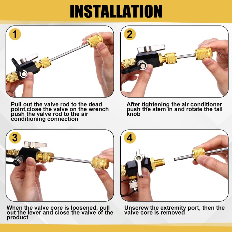 Tujoe HVAC Valve Core Remover Tool and HVAC Service Wrench