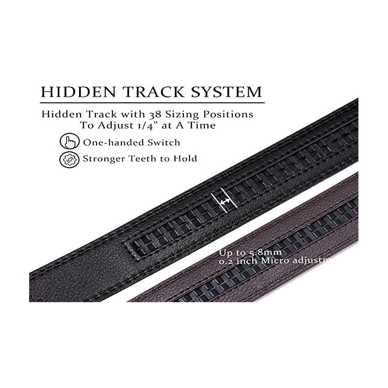 [Nelbons] Men's Leather Ratchet Belt Strap Fits 35mm 1 3/8"