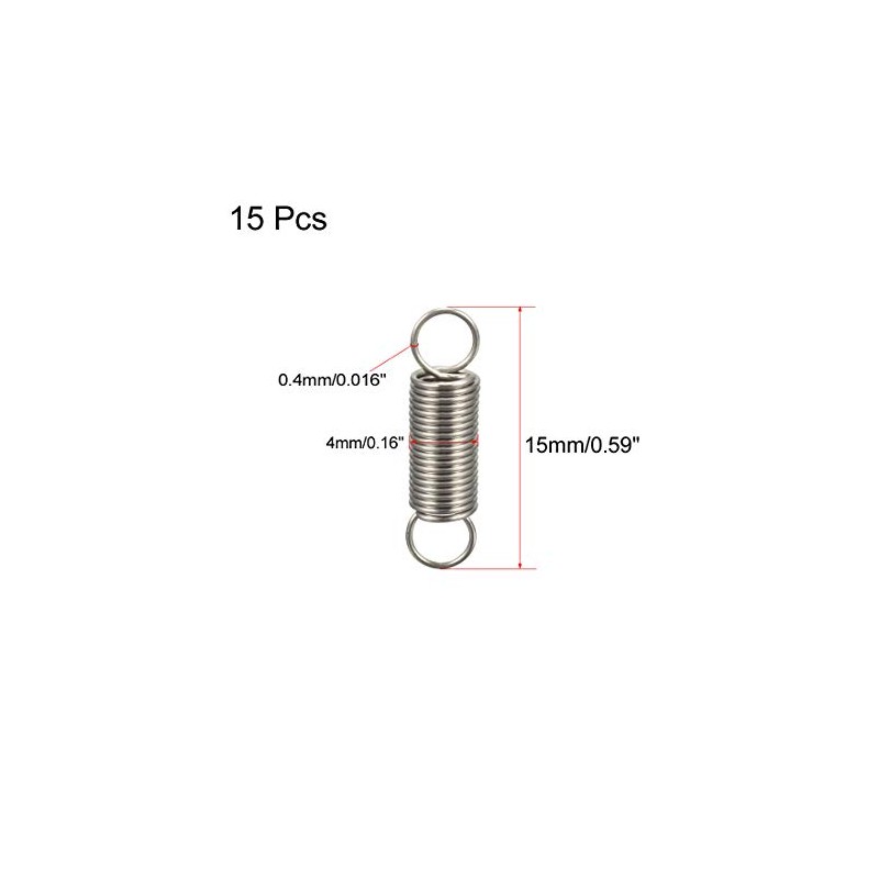sourcing map Extended Tension Spring Wire Diameter 0.016", OD 0.16",