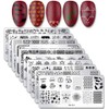 SILPECWEE 10pcs Nail Stamping Plates Nail Stamp Kit Geometry Designs Nail Art Stencil Nail Plate Template Nail Art Accessories For DIY & Salon