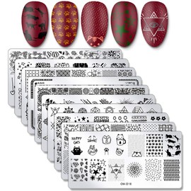 SILPECWEE 10pcs Nail Stamping Plates Nail Stamp Kit Geometry Designs Nail Art Stencil Nail Plate Template Nail Art Accessories For DIY & Salon