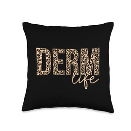 Leopard Derm Life Dermatologist Skin Professional Vintage Derm Life Cosmetic Dermatologist Dermatology Throw Pillow, 16x16, Multicolor