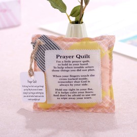 Mini Prayer Quilt, Pocket Prayer Quilt with Cross Inside, Christian Faith-Based Comfort Gift for Women Men, Anxiety Relief Support, Religious Gift for Friends Sister