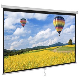 SEGAWE 100" Manual Pull Down Projector Screen 16:10 HD 4K with Hanging Hook, White