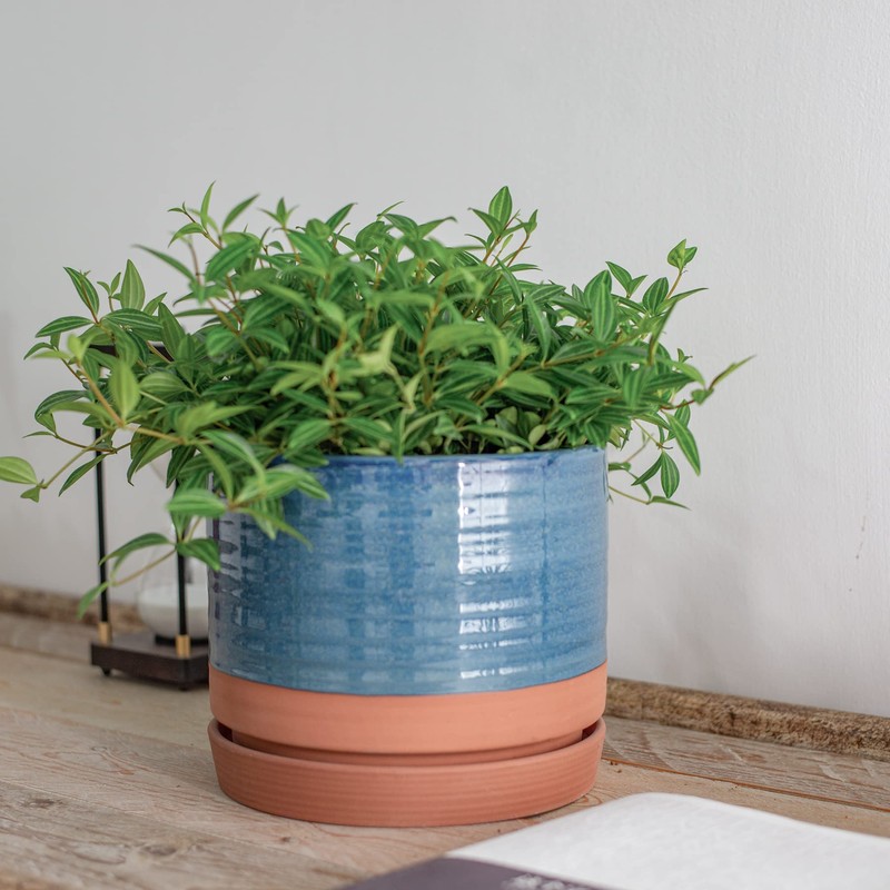 HERDUK 8 Inch Pots for Plants, Ceramic Planter Pot with