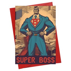 PETCEE Funny Boss Day Card for Super Boss from Employee National Bosses Day Gifts Card for Men Male Boss Him Women Christmas Birthday Gifts for Male Boss Manager Boss Day Greeting Card with Envelope