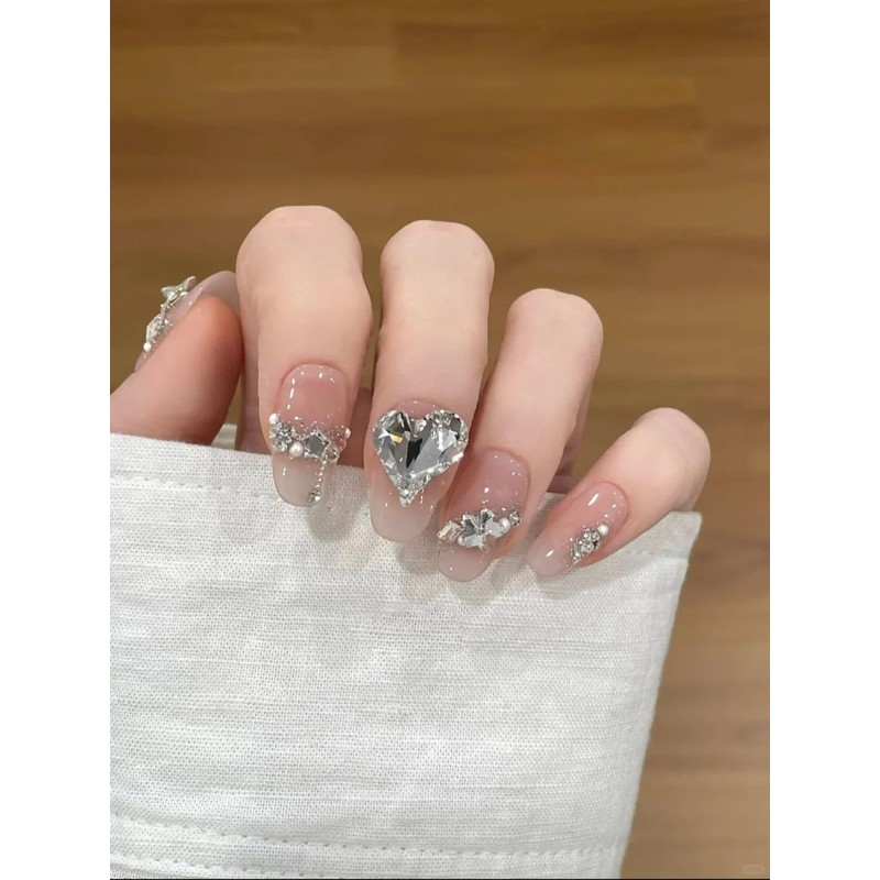 BIBII Nails Handmade Nail Tip, 3D Nails, Medium Long, Floral