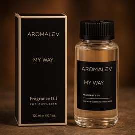 AROMALEV My Way Diffuser Oil Inspired by The 1 Miami Beach Scent, Scent Diffuser Oil with Notes of Oud Wood, Leather, Sandalwood, Fragrance Oil Blend | 120ml, 4.10 fl oz