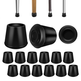 VOCOMO 5/8" Round Rubber Chair Leg Tips Caps, Chair Leg Floor Protectors, Non-Slip Chairs Legs Caps, Stool Feet Protectors Cap, Folding Metal Chairs Legs Tip Replacement (Black, 16 Pack)