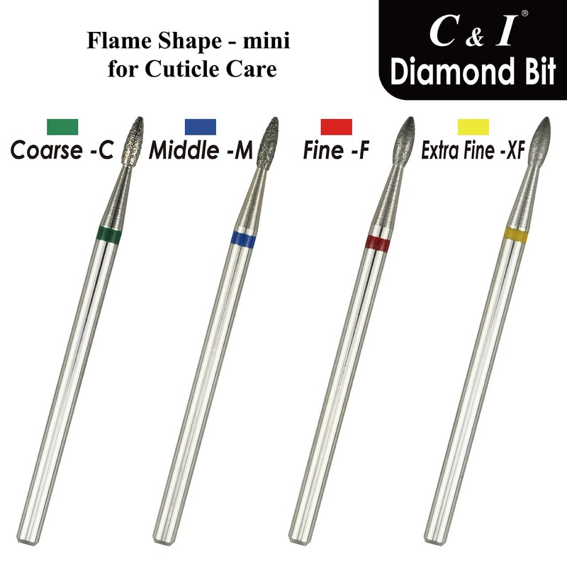 C & I Diamond Nail Drill Bit Flame Shape E-File