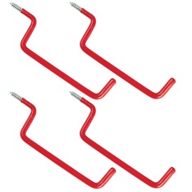 TERF® Tool Hook Screw-in Hooks Ladder Hook Storage Shed Garage Utility Hook Multi-Purpose Hooks Set Heavy Duty Wall Mount Vinyl Coated Storage Household Hooks for Garden Garage Shed Tools - Pack of 4