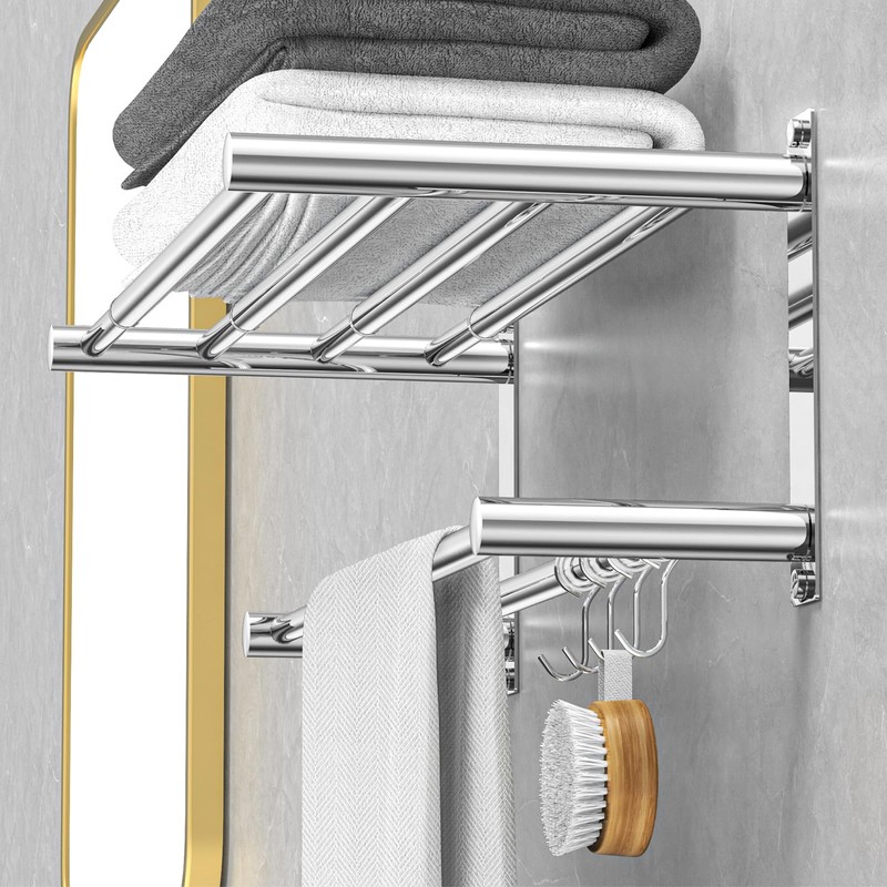 CAXIMSY Adjustable Towel Bar for Bathroom Wall Mount17-30.7inch Adhesive Shower