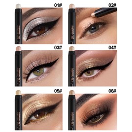 12PCS Eye Shadow Sticks Set, Waterproof Eyeshadow Stick, Highlighting Pigmented Eye Shadow Pencil Crayon, Transfer-Proof Soft Creamy Matte Shimmer Long Lasting Eyeshadow Pencil for Daily Makeup