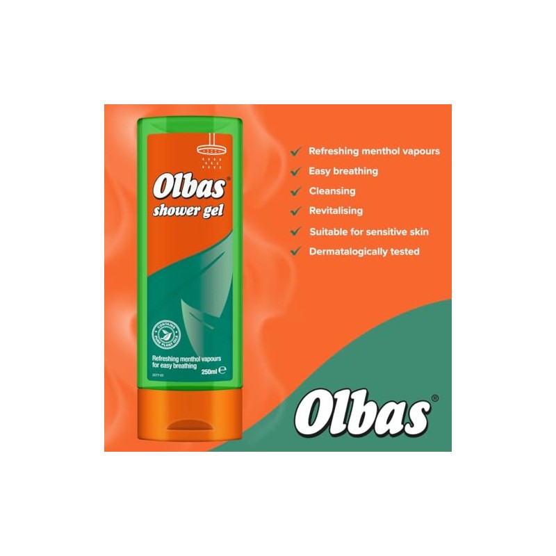 Olbas Shower Gel 250ml - Refreshing Menthol Vapours for Easy